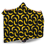 Black Banana Pattern Print Hooded Blanket