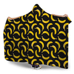Black Banana Pattern Print Hooded Blanket