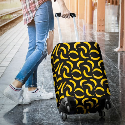 Black Banana Pattern Print Luggage Cover GearFrost
