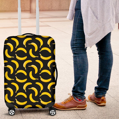 Black Banana Pattern Print Luggage Cover GearFrost