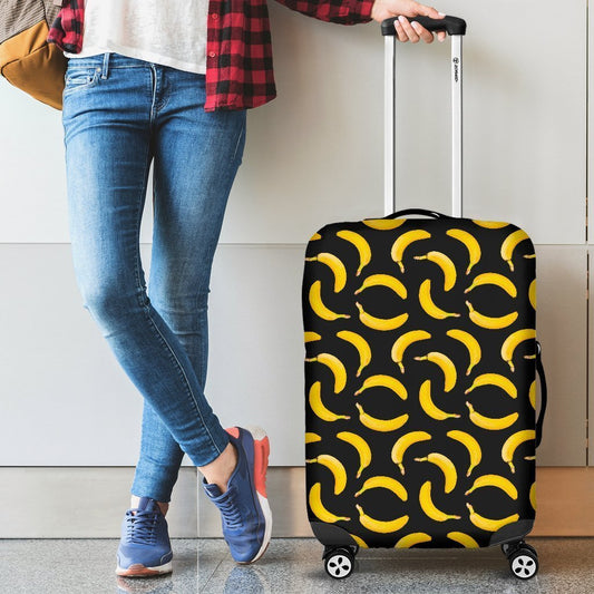 Black Banana Pattern Print Luggage Cover GearFrost