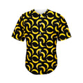 Black Banana Pattern Print Men's Baseball Jersey