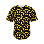 Black Banana Pattern Print Men's Baseball Jersey