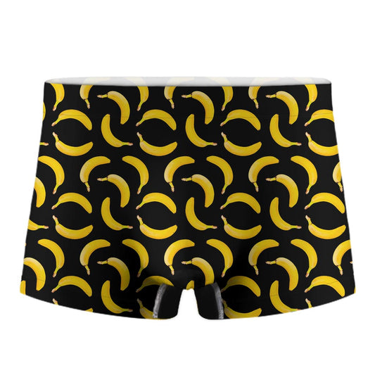 Black Banana Pattern Print Men's Boxer Briefs
