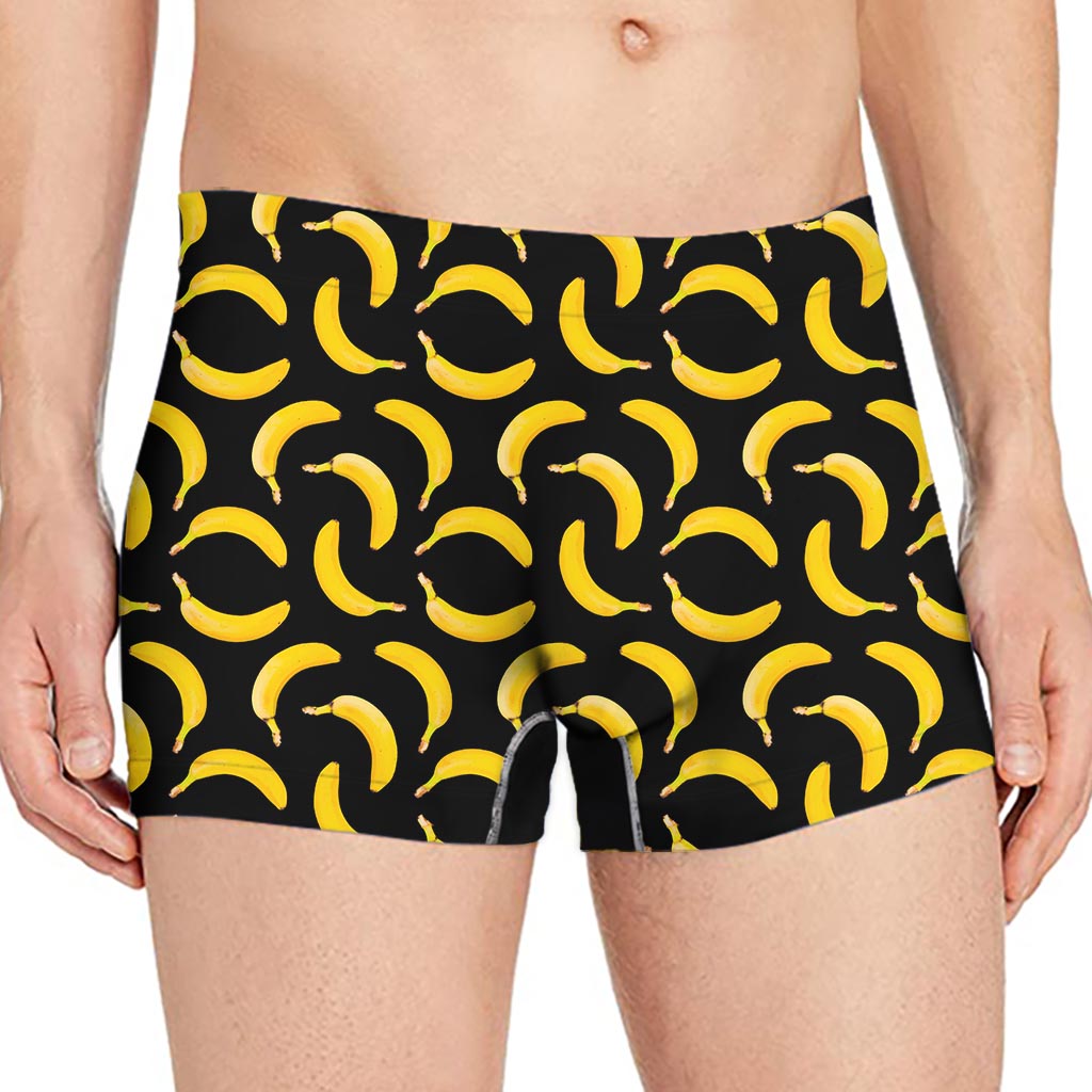 Black Banana Pattern Print Men's Boxer Briefs