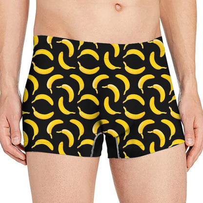 Black Banana Pattern Print Men's Boxer Briefs