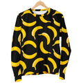 Black Banana Pattern Print Men's Crewneck Sweatshirt