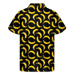 Black Banana Pattern Print Men's Short Sleeve Shirt