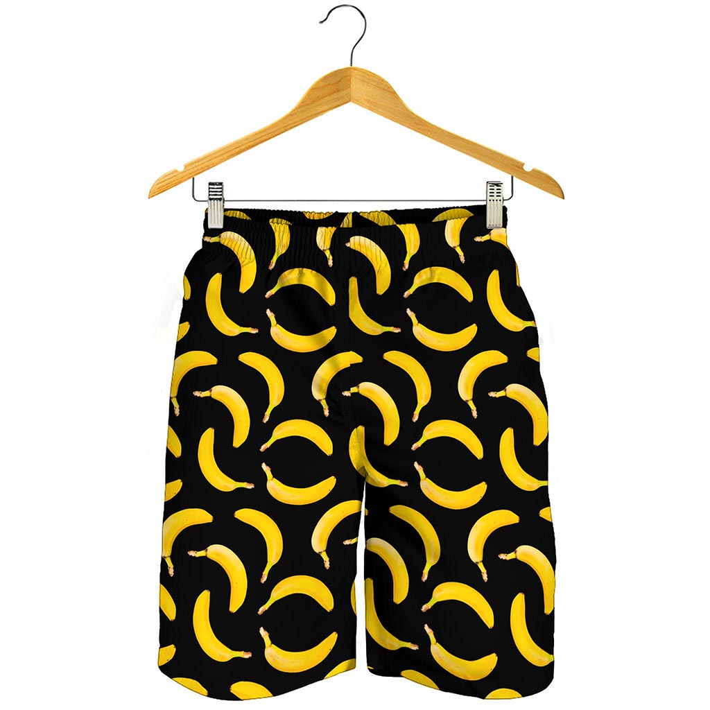 Black Banana Pattern Print Men's Shorts