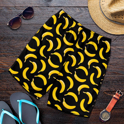 Black Banana Pattern Print Men's Shorts