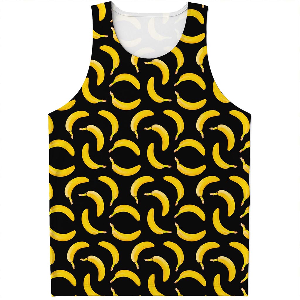 Black Banana Pattern Print Men's Tank Top