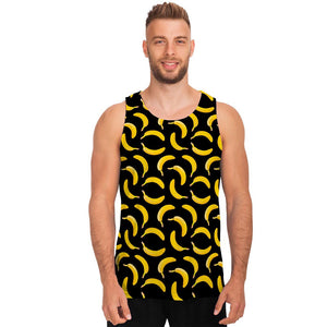 Black Banana Pattern Print Men's Tank Top