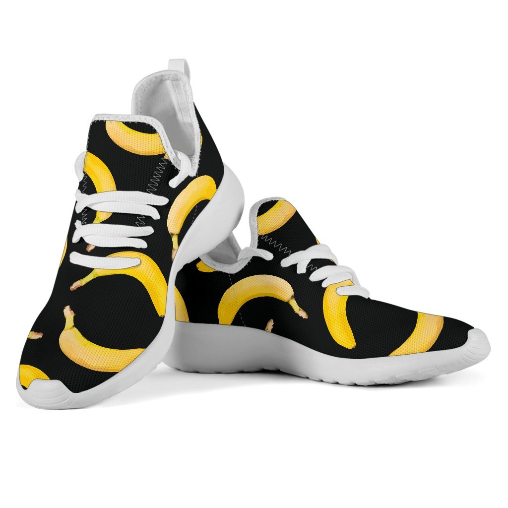 Black Banana Pattern Print Mesh Knit Shoes GearFrost
