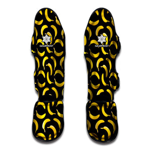 Black Banana Pattern Print Muay Thai Shin Guard