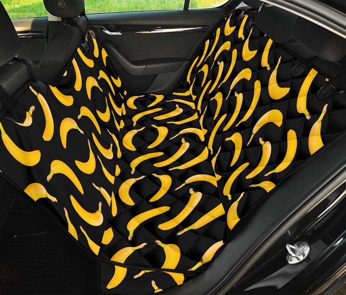Black Banana Pattern Print Pet Car Back Seat Cover