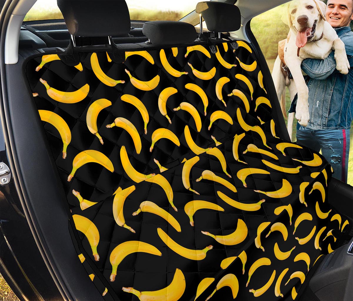 Black Banana Pattern Print Pet Car Back Seat Cover