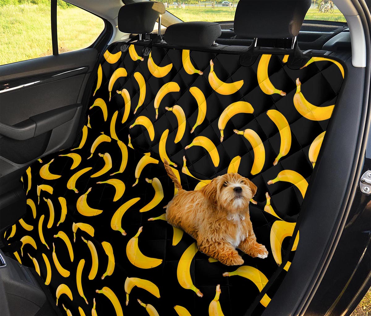 Black Banana Pattern Print Pet Car Back Seat Cover