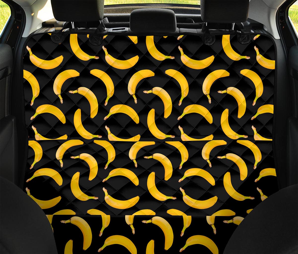 Black Banana Pattern Print Pet Car Back Seat Cover