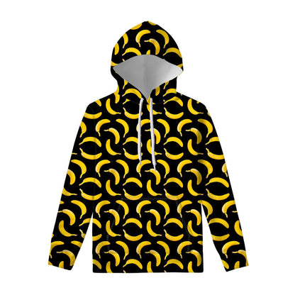 Black Banana Pattern Print Pullover Hoodie