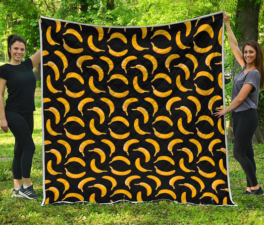 Black Banana Pattern Print Quilt