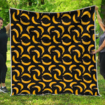 Black Banana Pattern Print Quilt