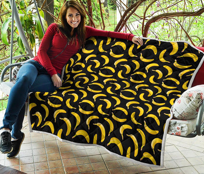 Black Banana Pattern Print Quilt