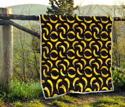 Black Banana Pattern Print Quilt