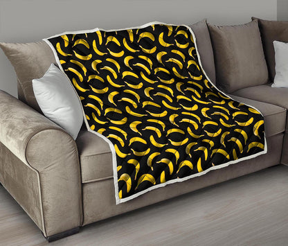 Black Banana Pattern Print Quilt