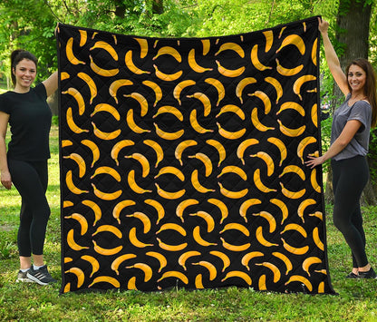 Black Banana Pattern Print Quilt