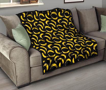 Black Banana Pattern Print Quilt