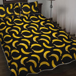 Black Banana Pattern Print Quilt Bed Set