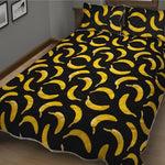 Black Banana Pattern Print Quilt Bed Set