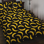 Black Banana Pattern Print Quilt Bed Set