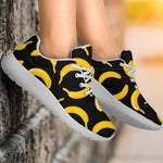 Black Banana Pattern Print Sport Shoes GearFrost