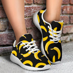 Black Banana Pattern Print Sport Shoes GearFrost