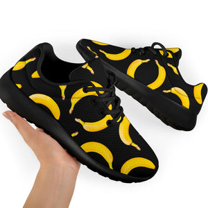 Black Banana Pattern Print Sport Shoes GearFrost