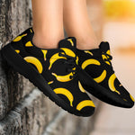 Black Banana Pattern Print Sport Shoes GearFrost