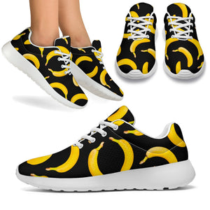 Black Banana Pattern Print Sport Shoes GearFrost