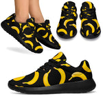 Black Banana Pattern Print Sport Shoes GearFrost