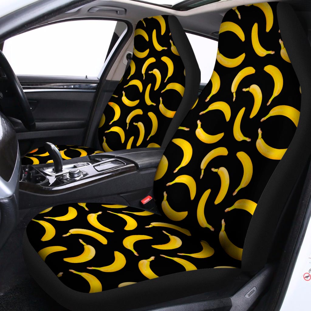 Black Banana Pattern Print Universal Fit Car Seat Covers