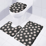 Black Baseball Pattern Print 3 Piece Bath Mat Set