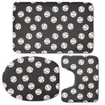 Black Baseball Pattern Print 3 Piece Bath Mat Set