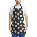 Black Baseball Pattern Print Apron