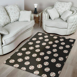 Black Baseball Pattern Print Area Rug