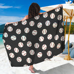 Black Baseball Pattern Print Beach Sarong Wrap
