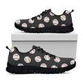 Black Baseball Pattern Print Black Running Shoes