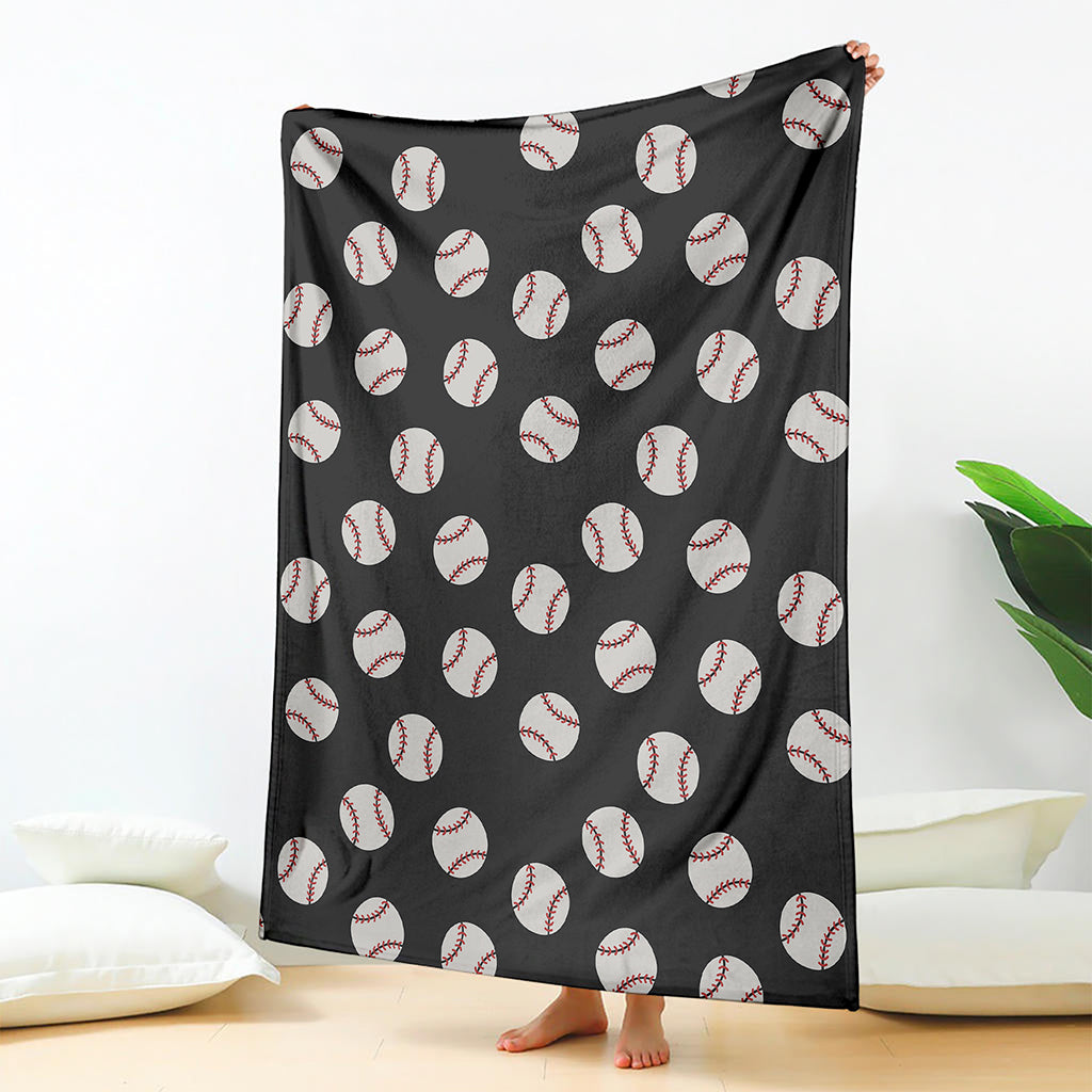 Black Baseball Pattern Print Blanket