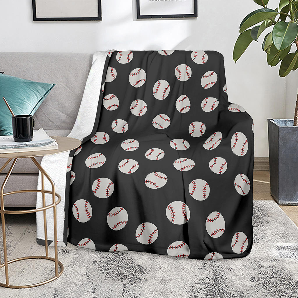 Black Baseball Pattern Print Blanket