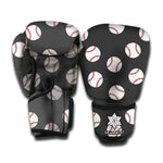 Black Baseball Pattern Print Boxing Gloves