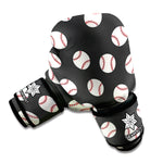 Black Baseball Pattern Print Boxing Gloves